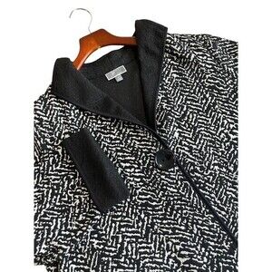 JM COLLECTION Women's XL MED Front‎ Button White Black Knit Cardigan Jacket Coat